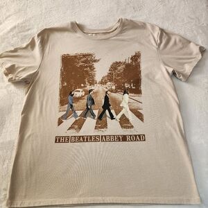 Hybrid Apparel The Beatles Abbey Road Tan Tshirt With Graphics Size Large